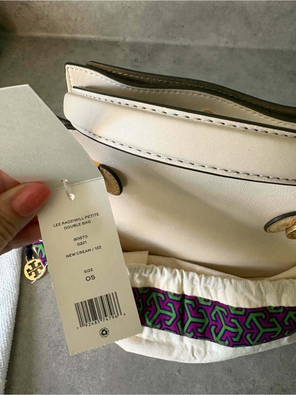 Tory Burch Lee Radziwill Double Petite, Cream with Gold Hardware - Picture 10 of 10